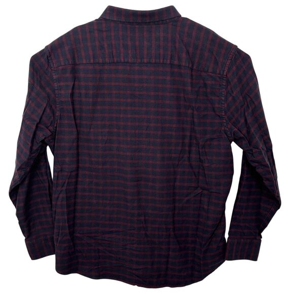 UNTUCKit Rully Flannel Shirt Plaid Long Sleeve 41274 Mens Size 2XL Dark Red Navy - Picture 4 of 7